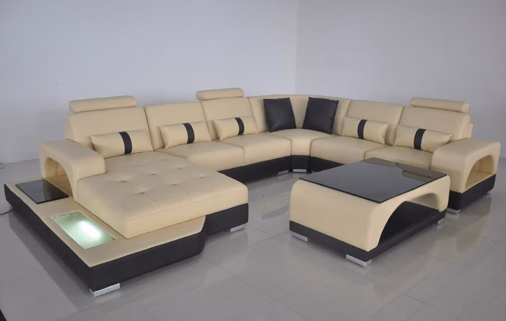 Ecksofa U-Form Couch Textil Schwarz U-Form Wohnlandschaft Modern Luxus Couchen