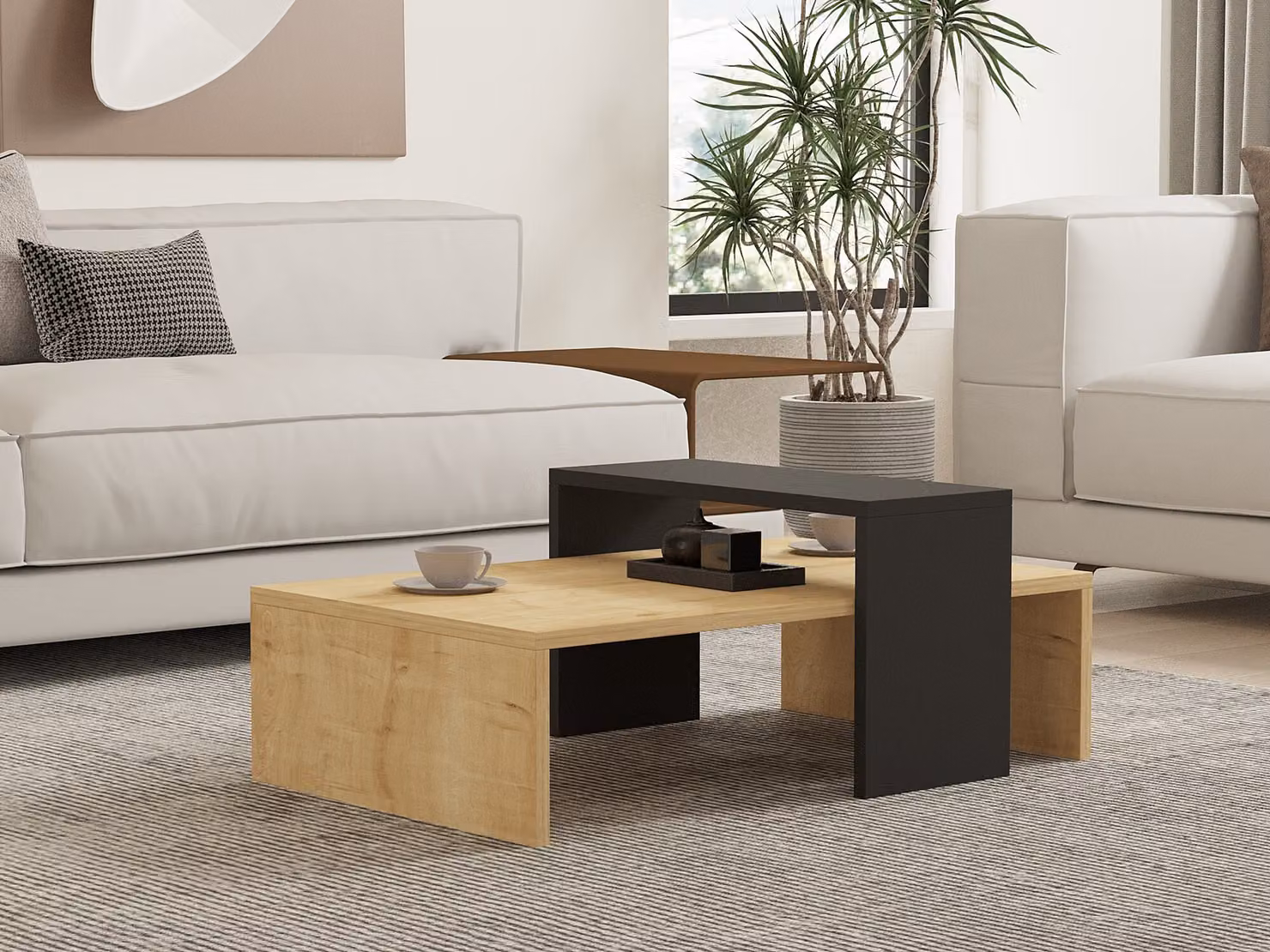Skye Decor, Glow- Glow OLV, zaffiro|,antracite, tavolini, 31,8x80x50 cm, 100% pannello di particelle rivestito in melamina