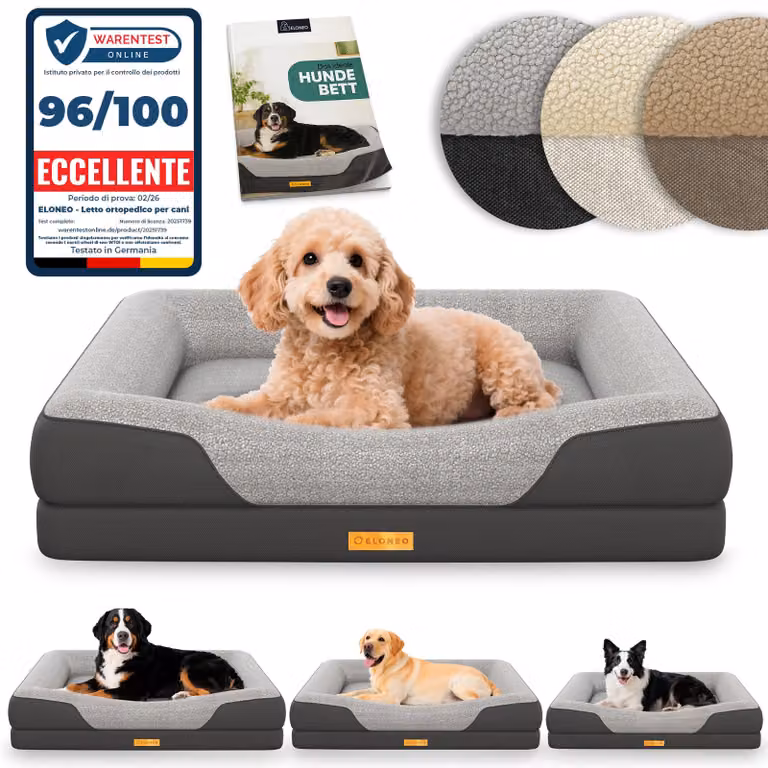 ELONEO Letto ortopedico per cani, taglia S - Grigio