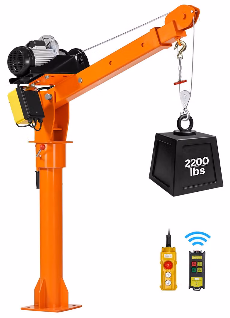 Gruppo di sollevamento VEVOR con capacità di 998 kg, gru con verricello elettrico, gru a braccio telescopico regolabile, rotazione a 360°, con radiocomando, ideale per l'industria delle costruzioni e la silvicoltura