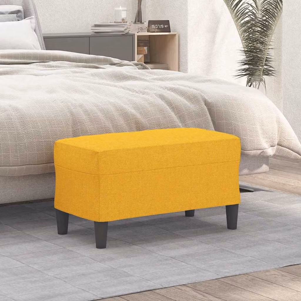 Panca vidaXL in tessuto giallo con struttura in legno per soggiorno o camera da letto L: 70 cm, P: 35 cm, H: 41 cm