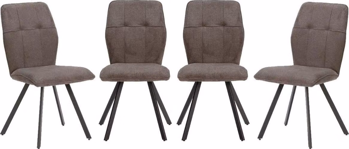 Calicosy - Set di 4 sedie in tessuto con gambe in metallo nero L47 cm - MERY