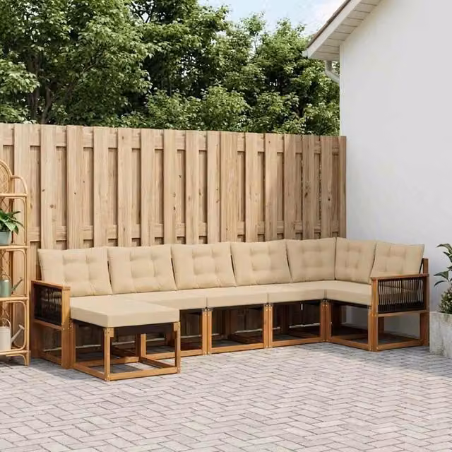 Set di divani da esterno 7 pz Naturale e Beige 3382097