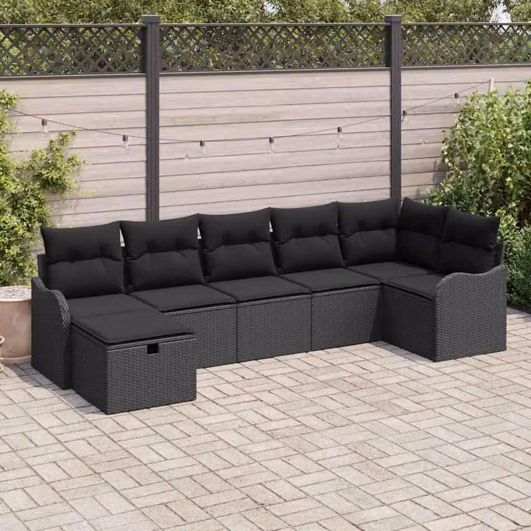 Maison Exclusive - Set da giardino composto da 7 pezzi, divano in rattan sintetico