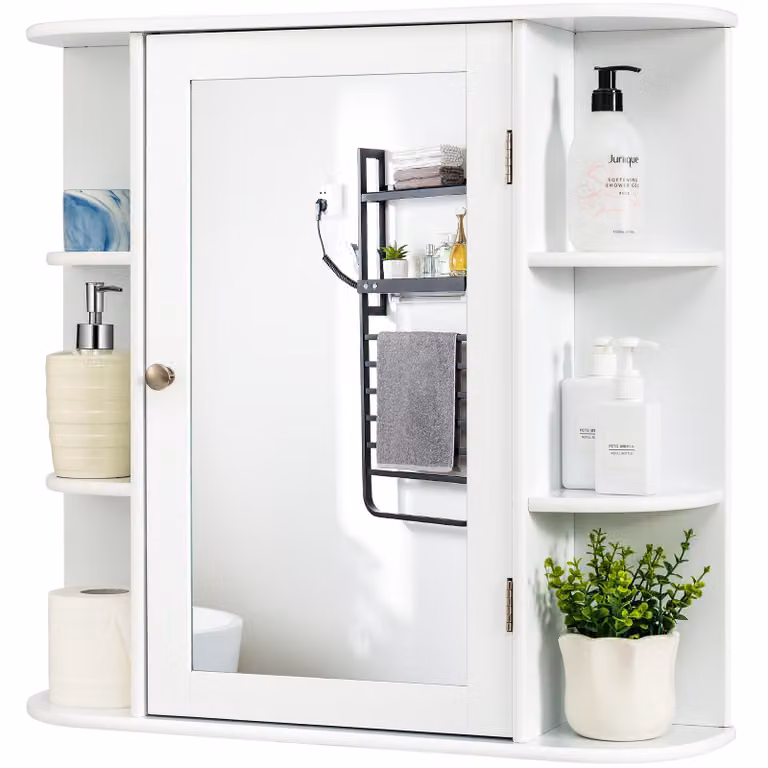 COSTWAY Armadio a specchio Armadio da bagno Armadio a muro Armadio da bagno Mensola da bagno Mobili da bagno