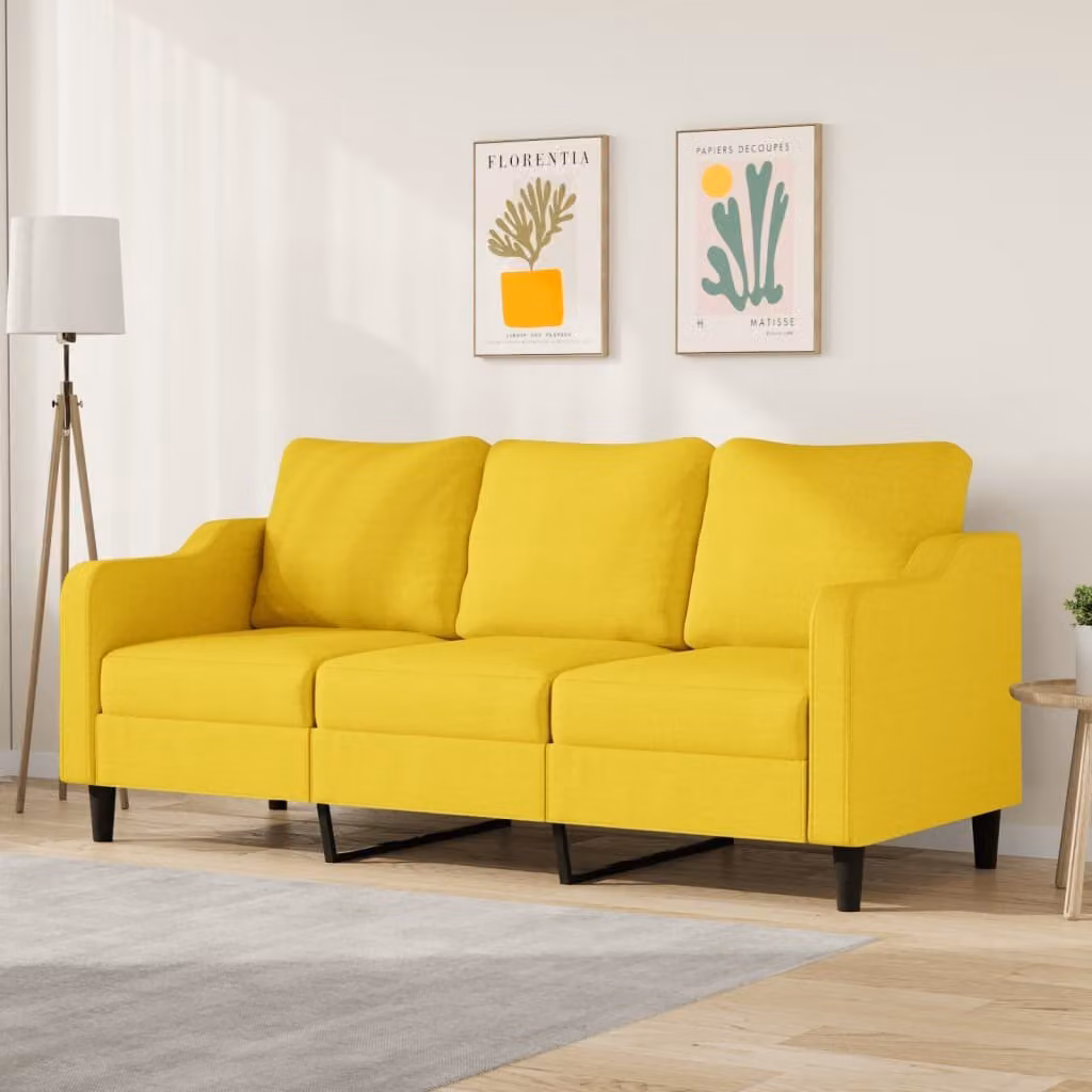 Maison Exclusive - Divano a tre posti giallo chiaro 180 cm in tessuto