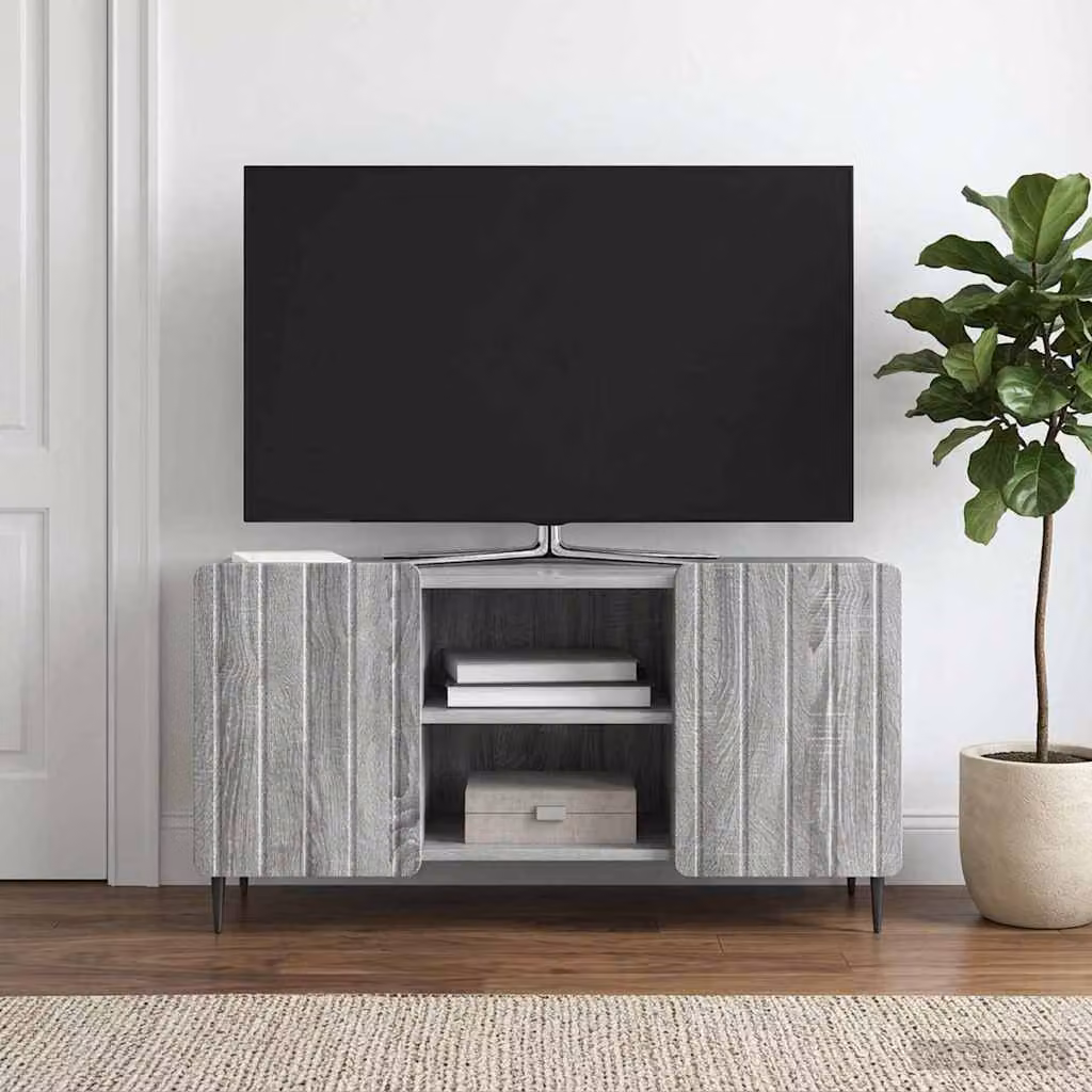 Mobile TV vidaXL moderno in legno e metallo grigio L 102 x P 34,5 x H 52 cm