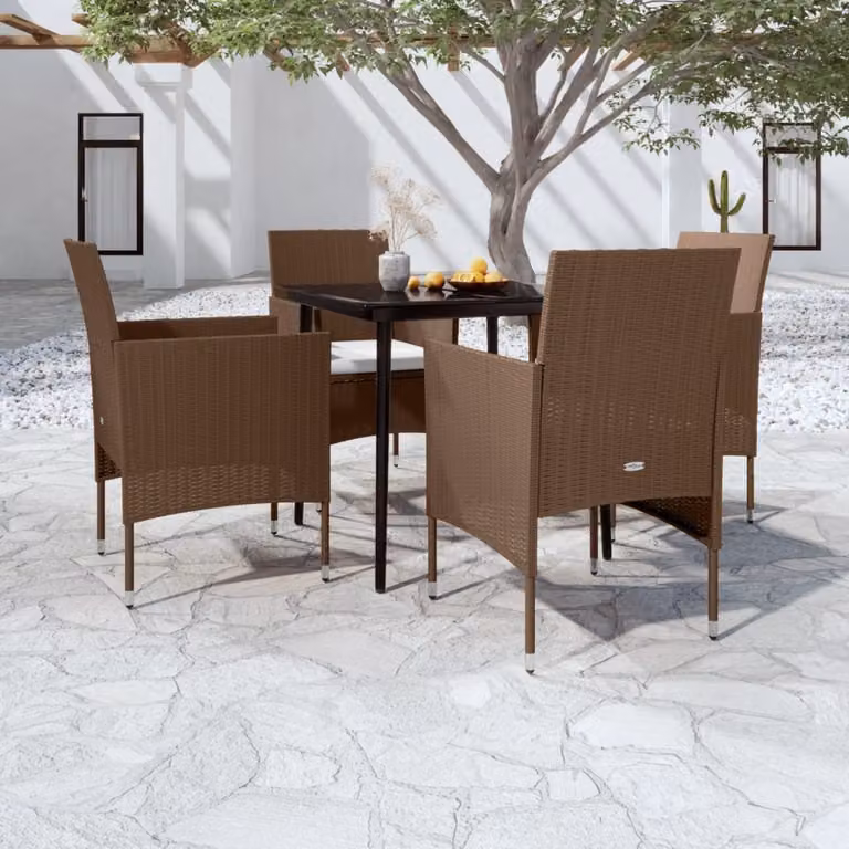Maison Exclusive - Set da pranzo da giardino a 5 pezzi con cuscini marroni e neri