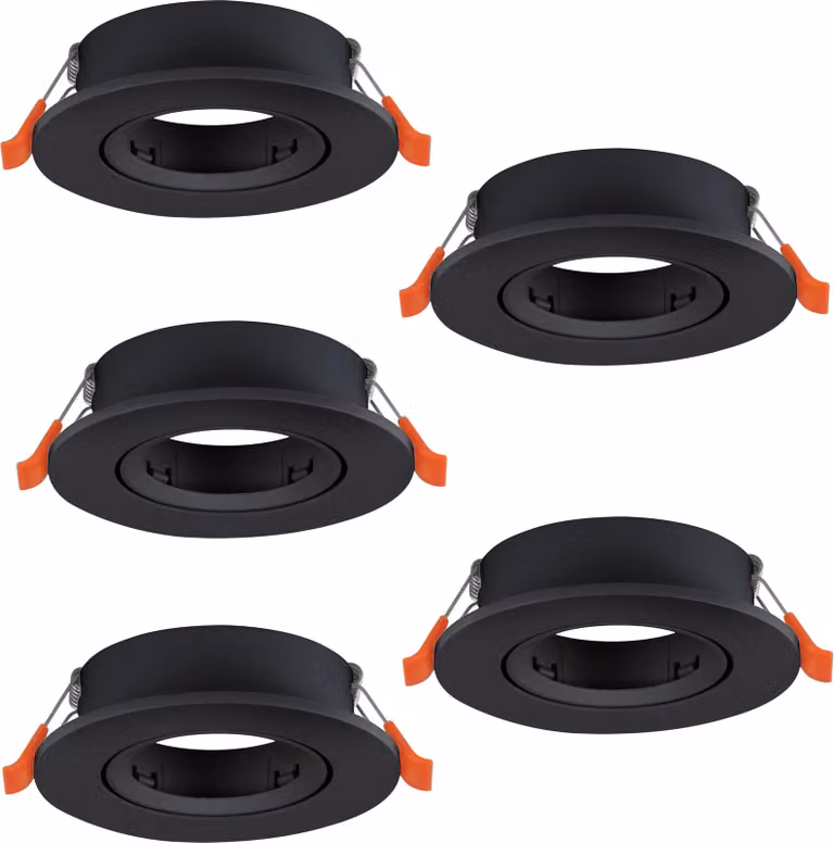 EGLO, set di 5 faretti da incasso Barranco, lampada da soffitto direzionabile, faretto rotondo da incasso senza lampadina, plafoniera, attacco GU10, diametro 9 cm