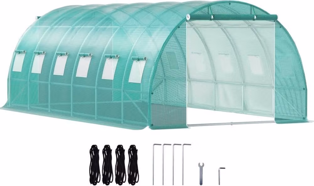 Serra ad arco Serra 6,1x3x2,1 m- Serra a pellicola con struttura in acciaio zincato e telo in PE- Serra a tunnel, impermeabile e resistente ai raggi UV- Serra per pomodori- Ideale per la coltivazione di ortaggi e fiori