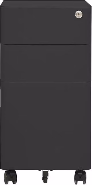 Schedario Mobile Antracite in Metallo con Ruote e Serratura DESIGN IN L/P/H: 30 x 45 x 59 cm – 1