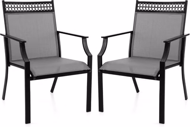 Set di 2 sedie da giardino Design Mania in metallo con schienale alto e braccioli, colore grigio