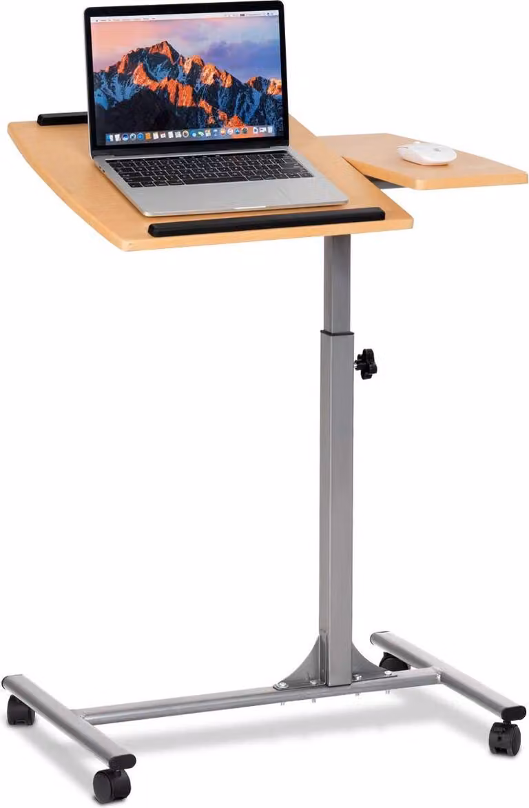 COSTWAY tavolo per laptop tavolo per notebook supporto per notebook tavolo rotante tavolo da letto tavolo per la cura con rotelle e freni regolabile in altezza
