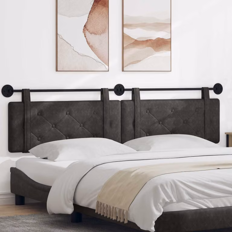 Testiera per letto sospesa vidaXL in similpelle nera con design moderno
