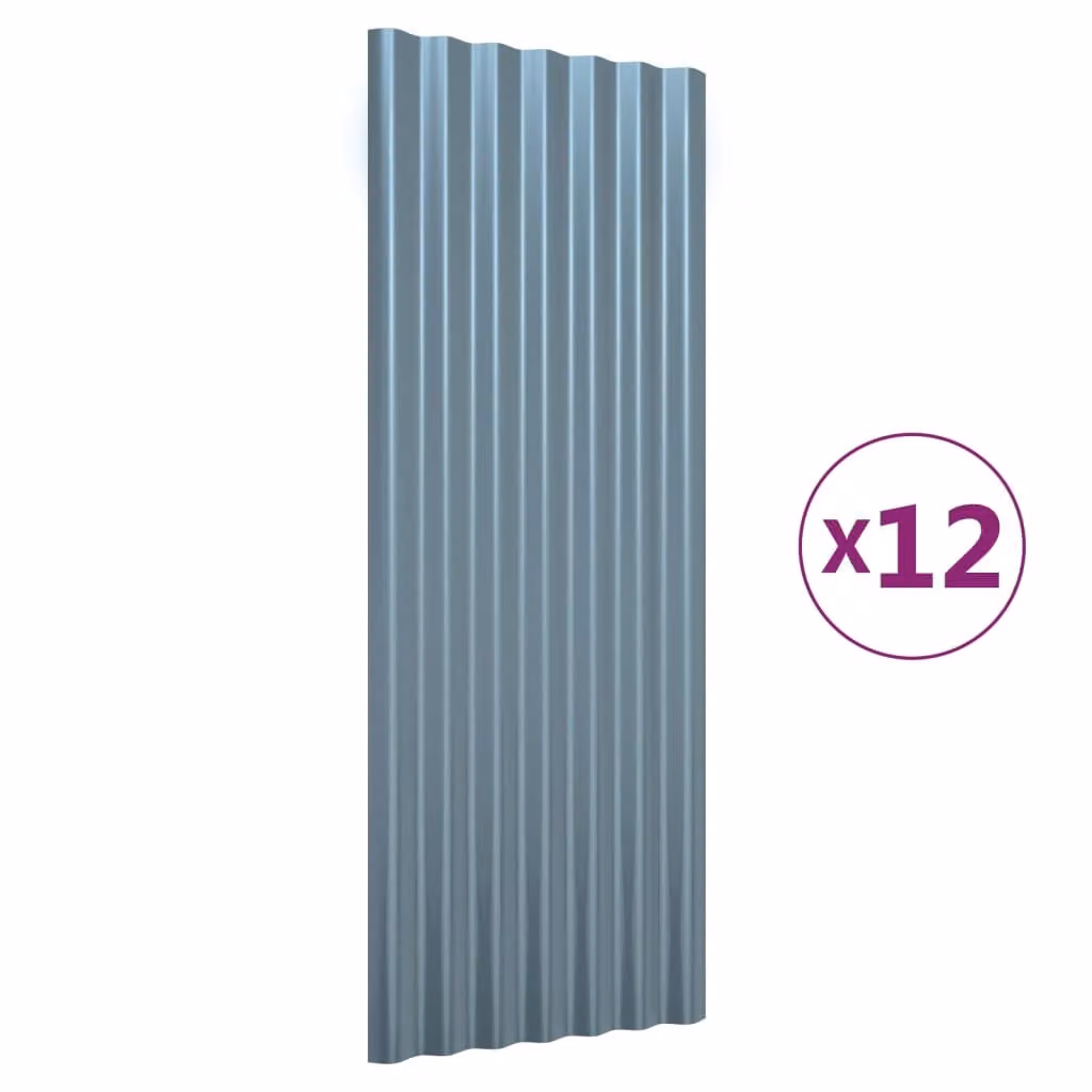 Pannelli Tetto 12pz Acciaio Zincato Grigi 100x36cm