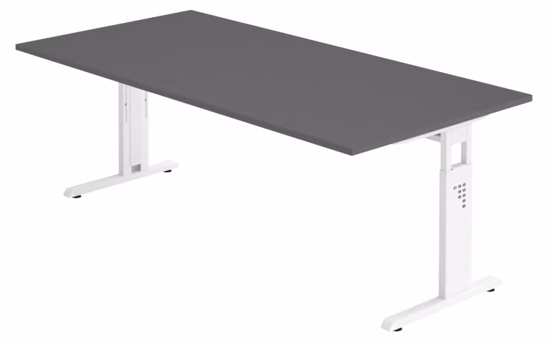 bümö Scrivania Serie-O - Decorazione: grafite, dimensioni: 200 x 100 cm, struttura: bianco