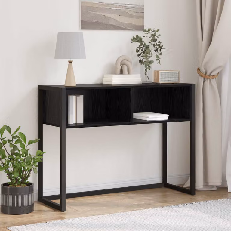 vidaXL Tavolino rettangolare in stile industriale, colore nero, L 100 x P 36 x H 75 cm