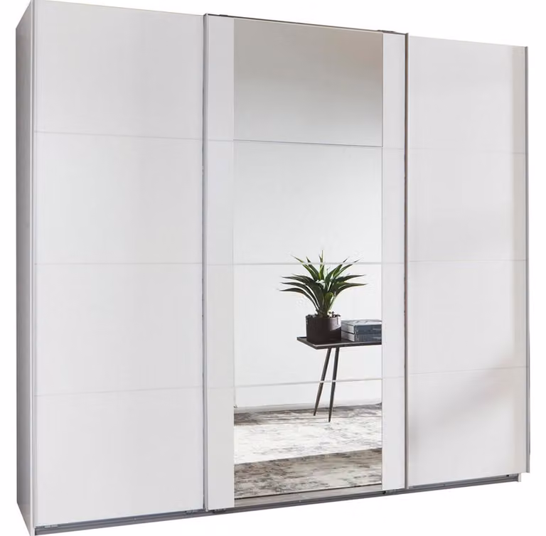 Armadio ad ante scorrevoli Berna Armadio design selezionabile, bianco, 225x64x210cm