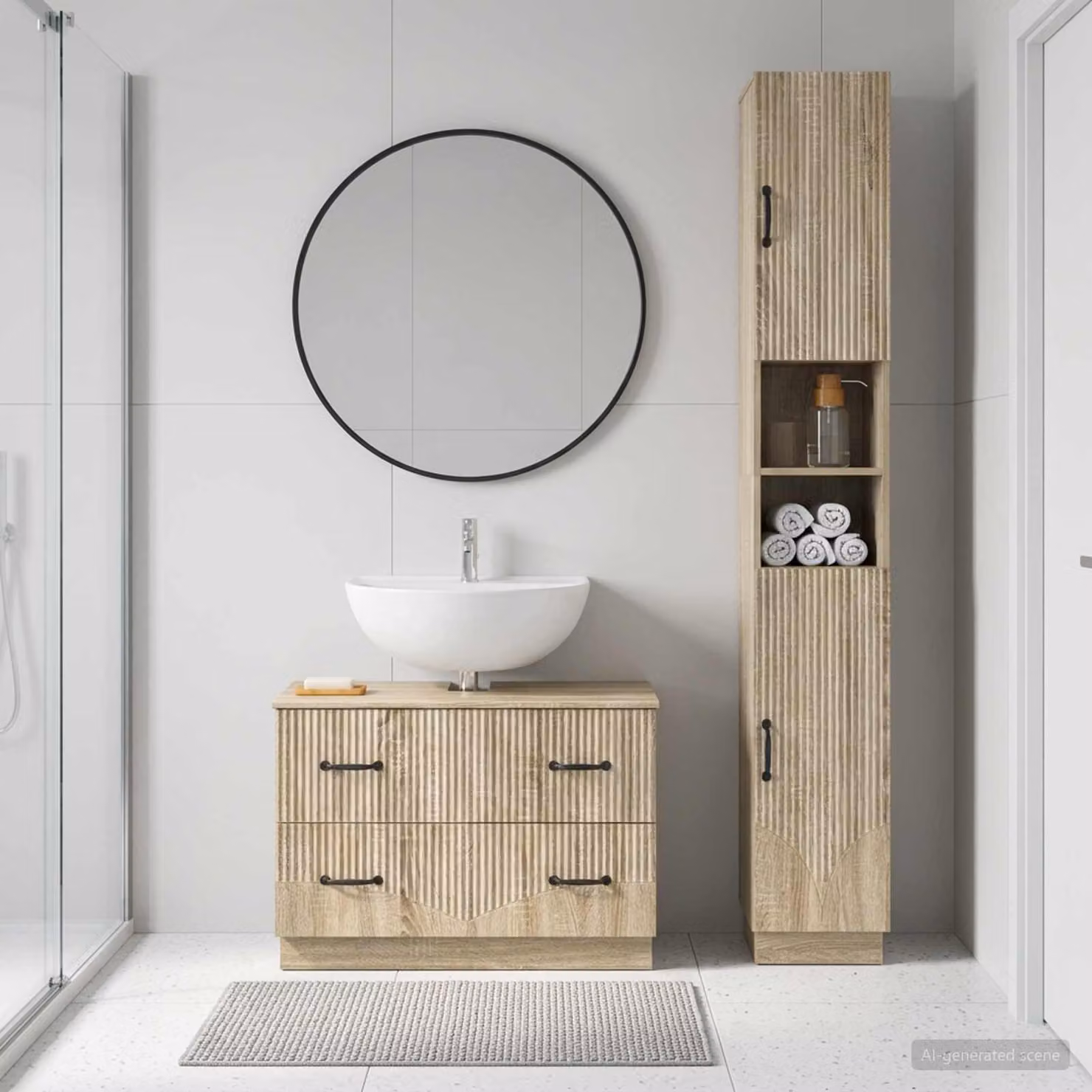 Set di mobili da bagno vidaXL HOORN composto da mobile sottolavabo e pensile in Rovere Sonoma, colore marrone