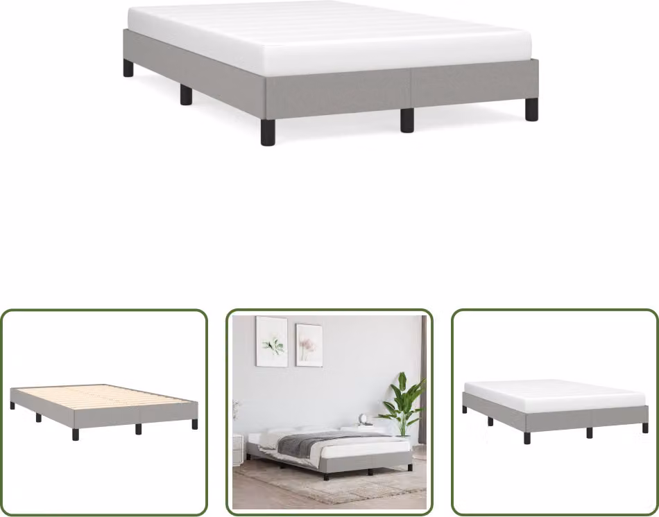 The Living Store Struttura letto grigio chiaro 120x190 cm in tessuto