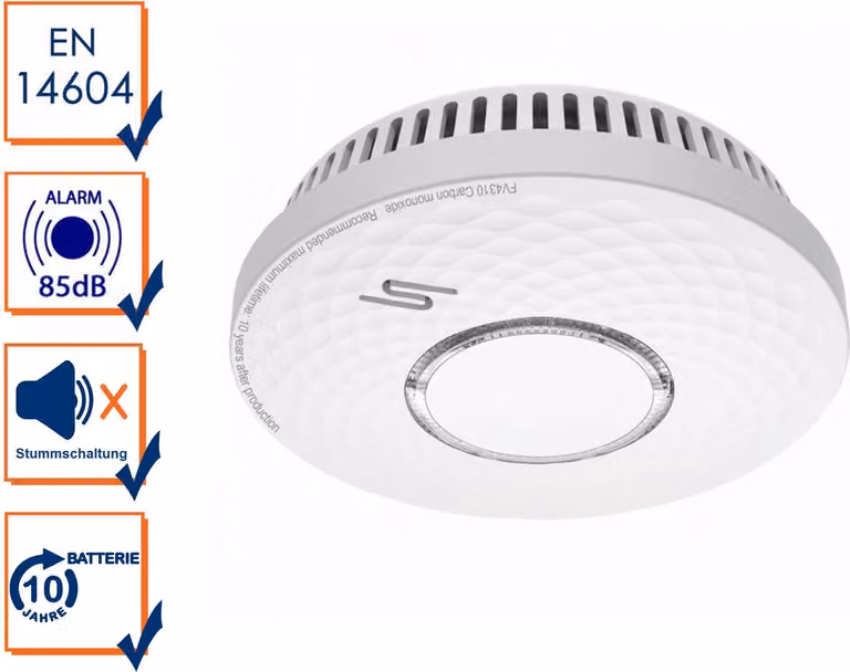 Allarme 2 in 1: rilevatore di fumo e rilevatore di monossido di carbonio (CO) con batteria da 10 anni