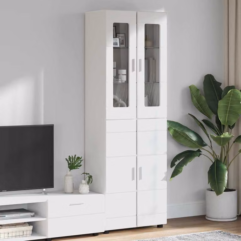 vidaXL Credenza FLORIN Moderna in Legno Bianco L: 60 cm, P: 35 cm, H: 182 cm