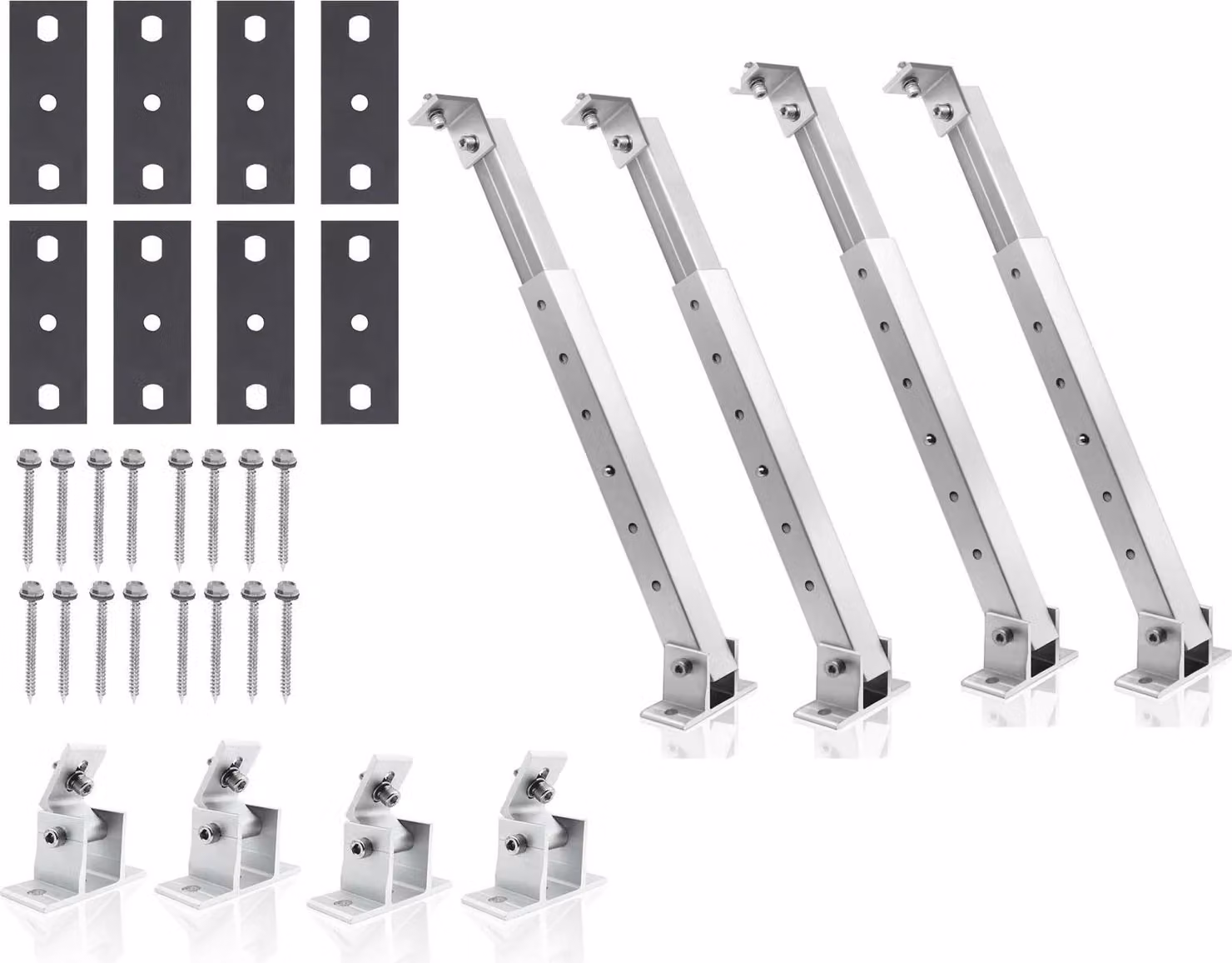 Supporto per moduli solari, design in alluminio regolabile, struttura di supporto stabile, 2 set