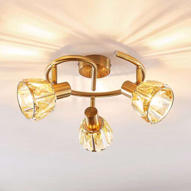 Faretto a soffitto Kosta Lindby, dimmerabile, Ottone / Oro, Soggiorno / Sala da pranzo, Metallo, Moderno, Plafoniera
