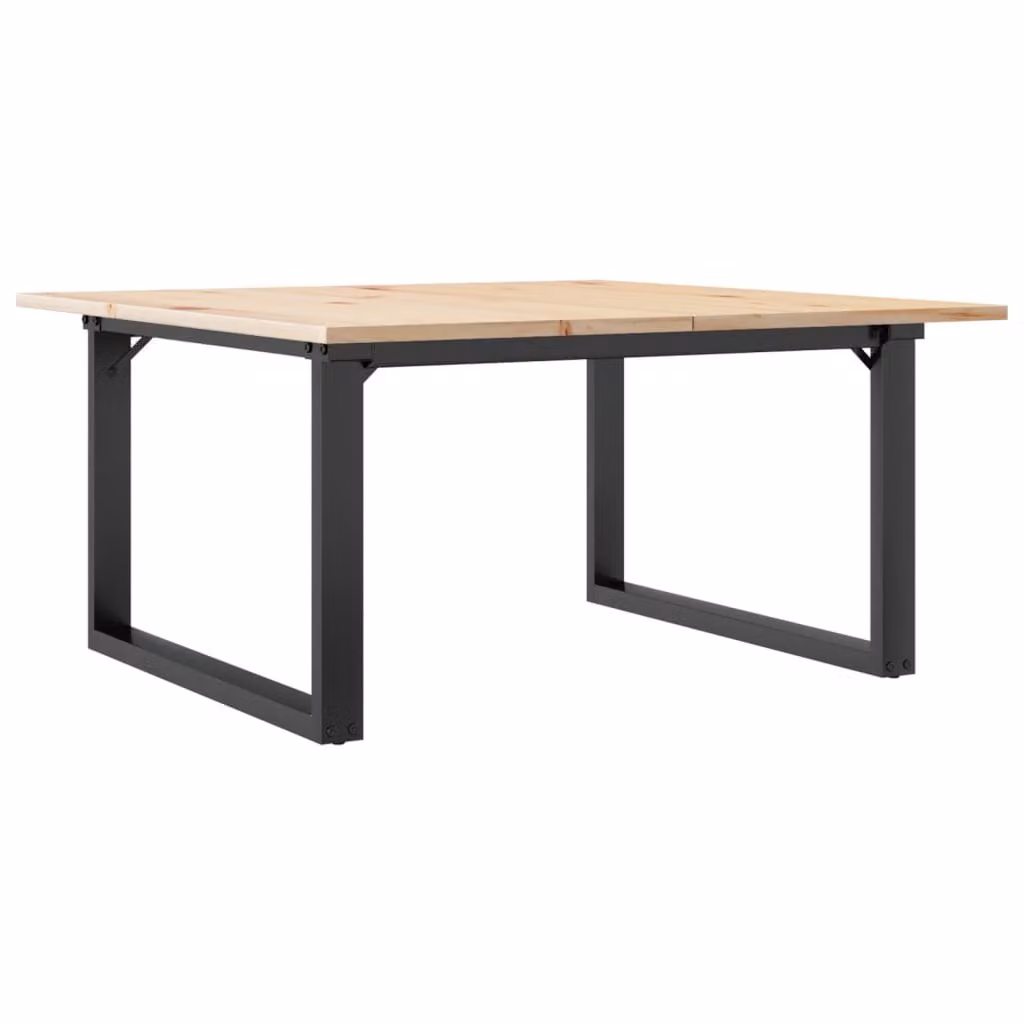 Tavolino da Salotto Telaio a O 80x80x45cm Legno Pino e Acciaio