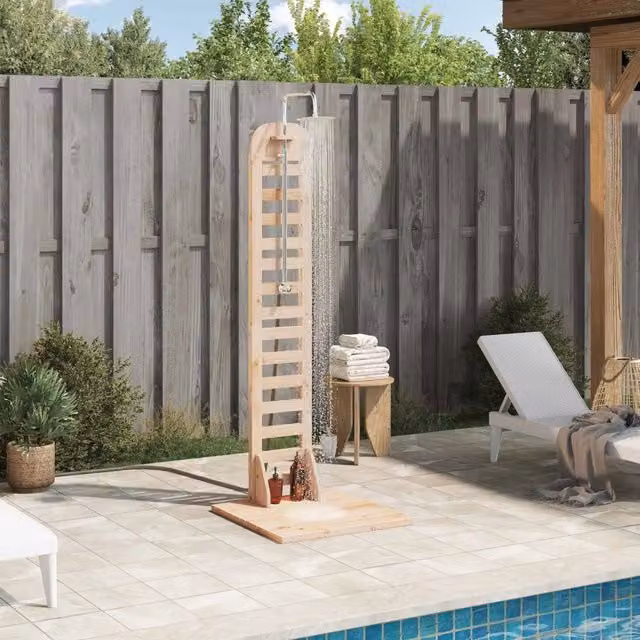 Doccia da esterno Videx in legno e acciaio inox marrone L: 223 cm, P: 76 cm, H: 75 cm
