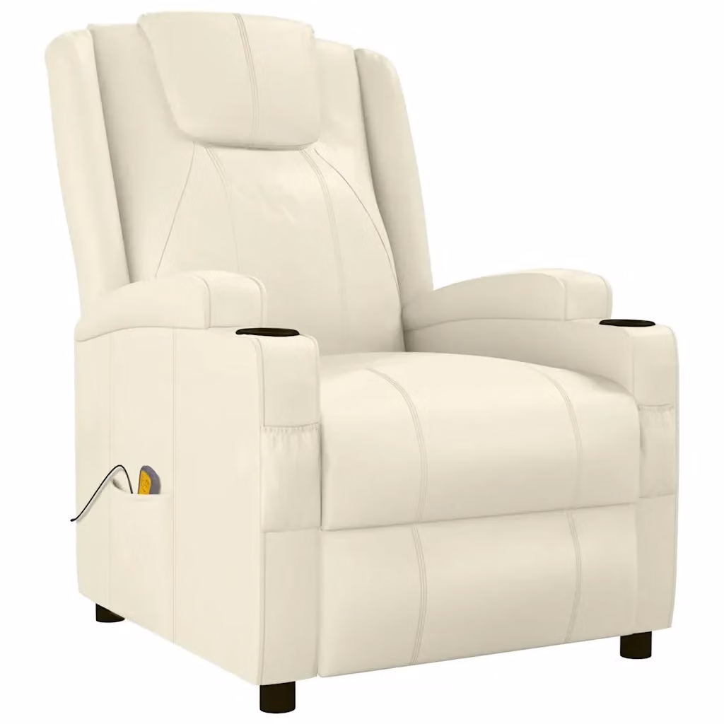 Poltrona Reclinabile Relax vidaXL in Similpelle Bianca con Braccioli – 2