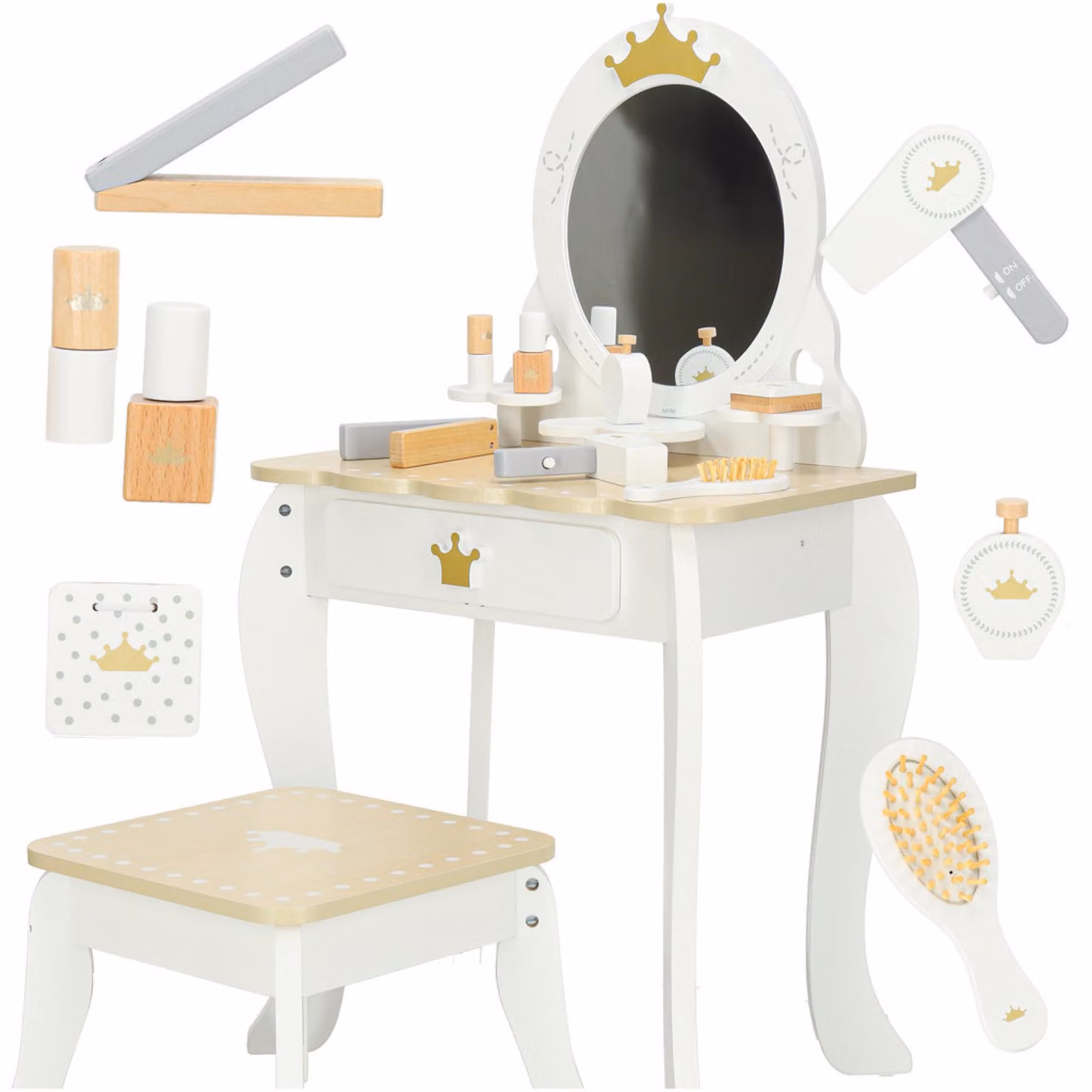 Toilette per bambini in legno con accessori bianca