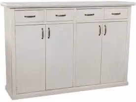 Credenza madia buffet mod Lia in legno Shabby chic bianco anticato con maniglie ponte bronzo anticato