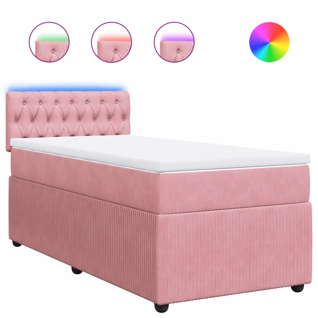 Giroletto a Molle con Materasso Rosa 100x200 cm in Velluto
