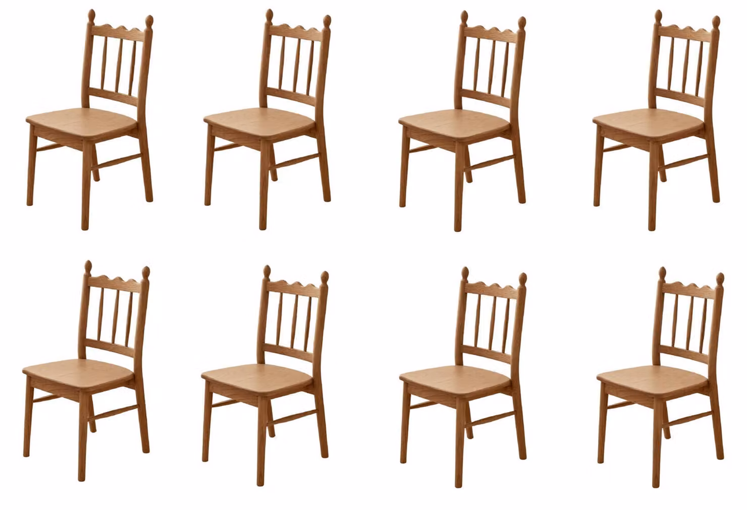 Set da pranzo moderno Lux, 8 sedie, legno marrone, design confortevole