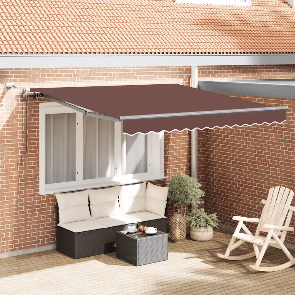 Tenda da Sole Retrattile Automatica con LED vidaXL, Colore Marrone, L 300 x P 250 cm