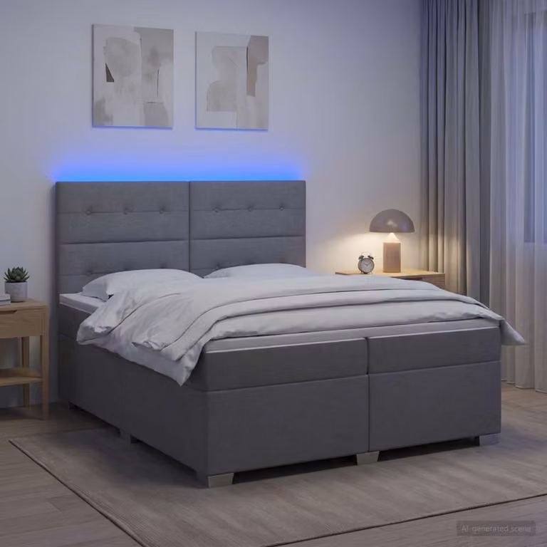 Letto box spring con materasso vidaXL Grigio Chiaro L/P: 200 x 200 cm