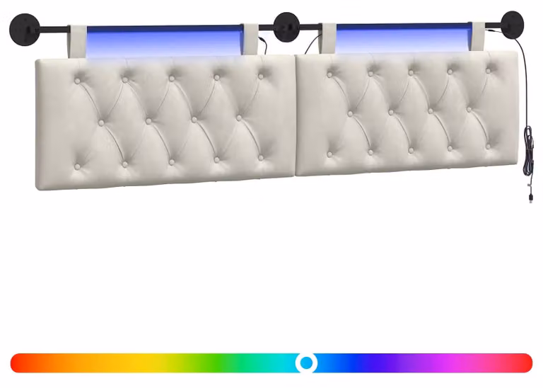 Testiera sospesa Con luce LED Crema Velluto