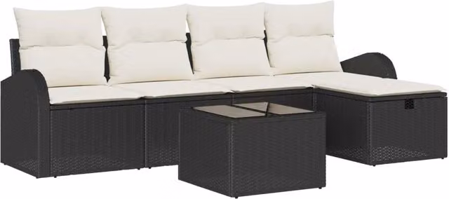 Set di divani 6 pz Nero e Crema polyrattan 3359066