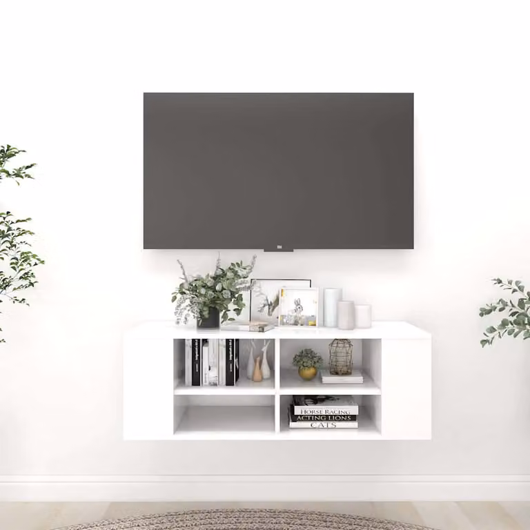 Armadietto TV da parete moderno vidaXL in legno bianco L 102 x P 35 x H 35 cm