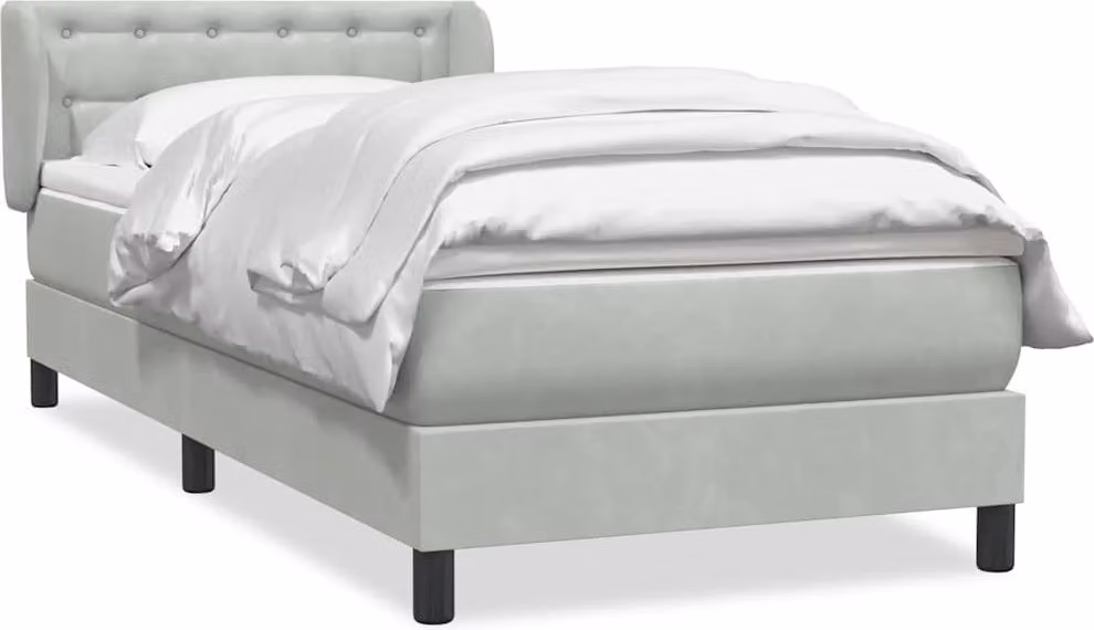 Giroletto a Molle con Materasso Grigio Chiaro 80x220 cm Velluto