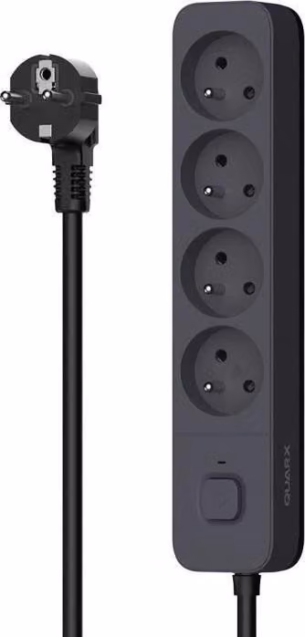 Presa multipla QUARX, 4 prese, 3 porte USB 2.4A, cavo da 1,5 m, bianco e grigio