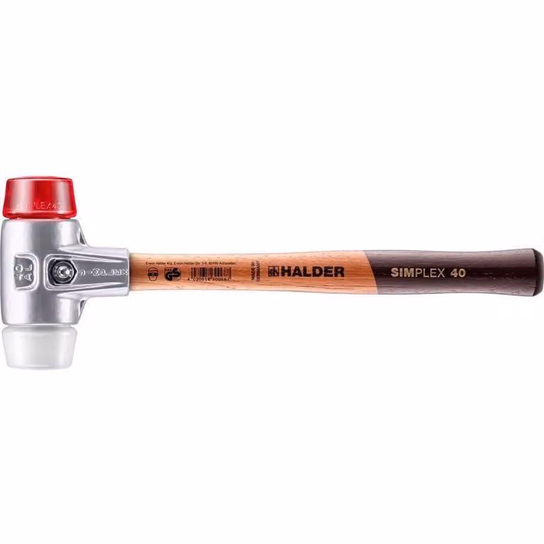 Mazza SIMPLEX soft-face con alloggiamento in alluminio e manico in legno, Ø 40, plastica / superplastica