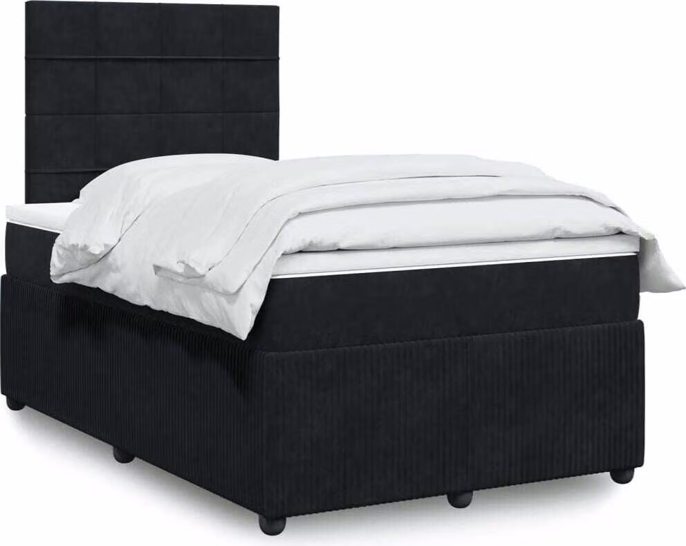 Maison Exclusive - Giroletto a Molle con Materasso Nero 120x190 cm in Velluto