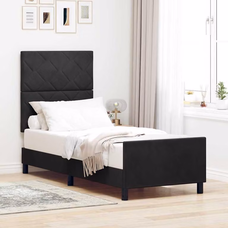 Maison Exclusive - Letto boxspring con testiera, nero, 80 x 200 cm, velluto