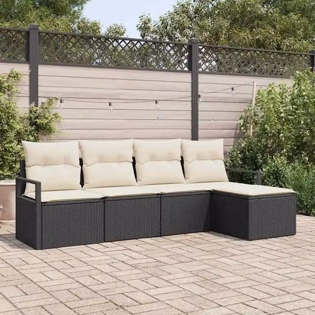 Set di divani 5 pz Nero polyrattan 3346337