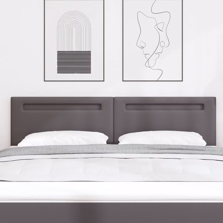 Testiera per letto con illuminazione LED vidaXL in pelle sintetica grigia, larghezza 180 cm