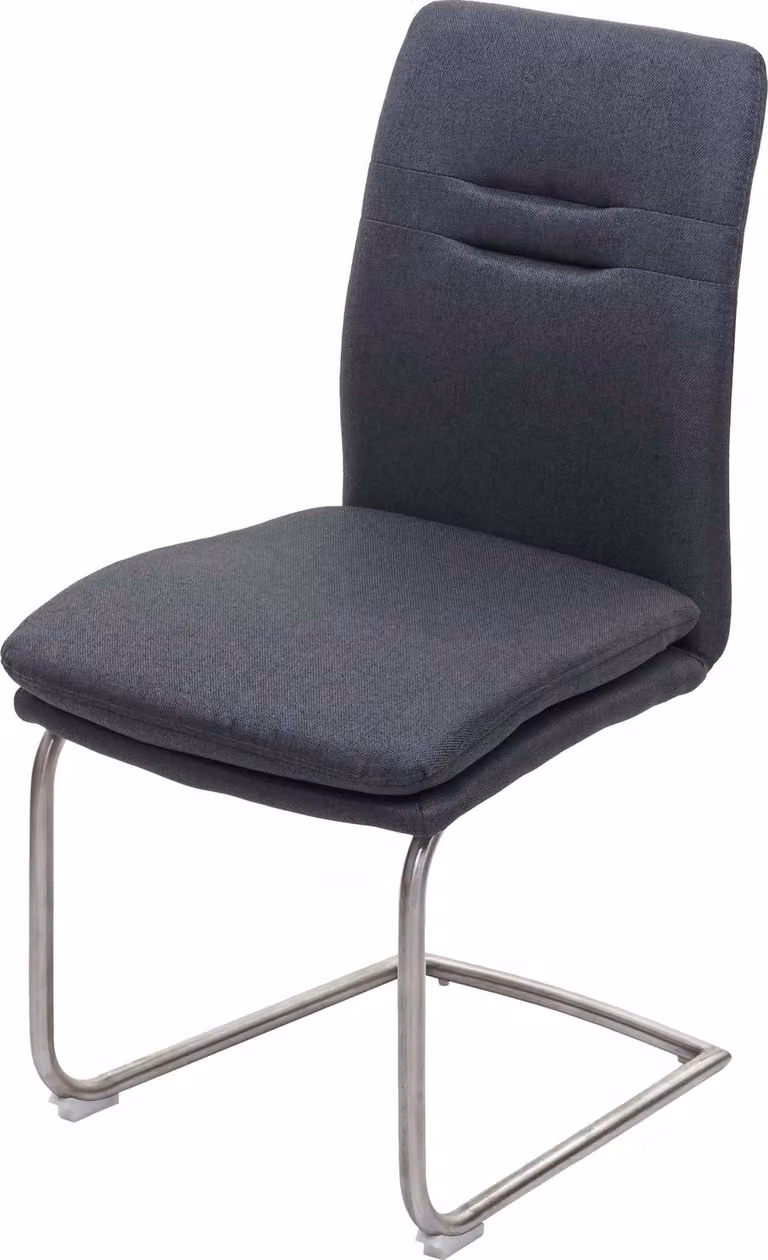 Sedia da sala da pranzo | A x L x P 92 x 47 x 57 cm | Altezza seduta 49 cm | Tessuto/tessuto Acciaio inossidabile spazzolato | Grigio scuro | Sedia da cucina Sedia a sbalzo Sedia con schienale