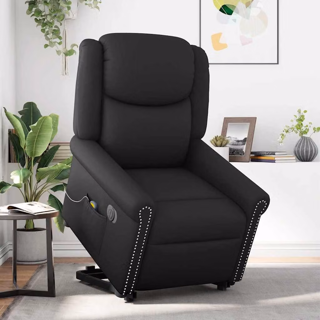 SYFAX™ Poltrona Alzapersona Massaggiante Elettrica Nera in Pelle finta