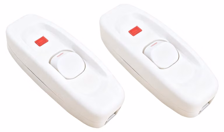 Interruttore a pulsante con spia rossa, 10A, 230V, interruttore a cavo